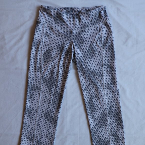 Grey and White Cropped Leggings / Activewear Pants - Picture 1 of 5